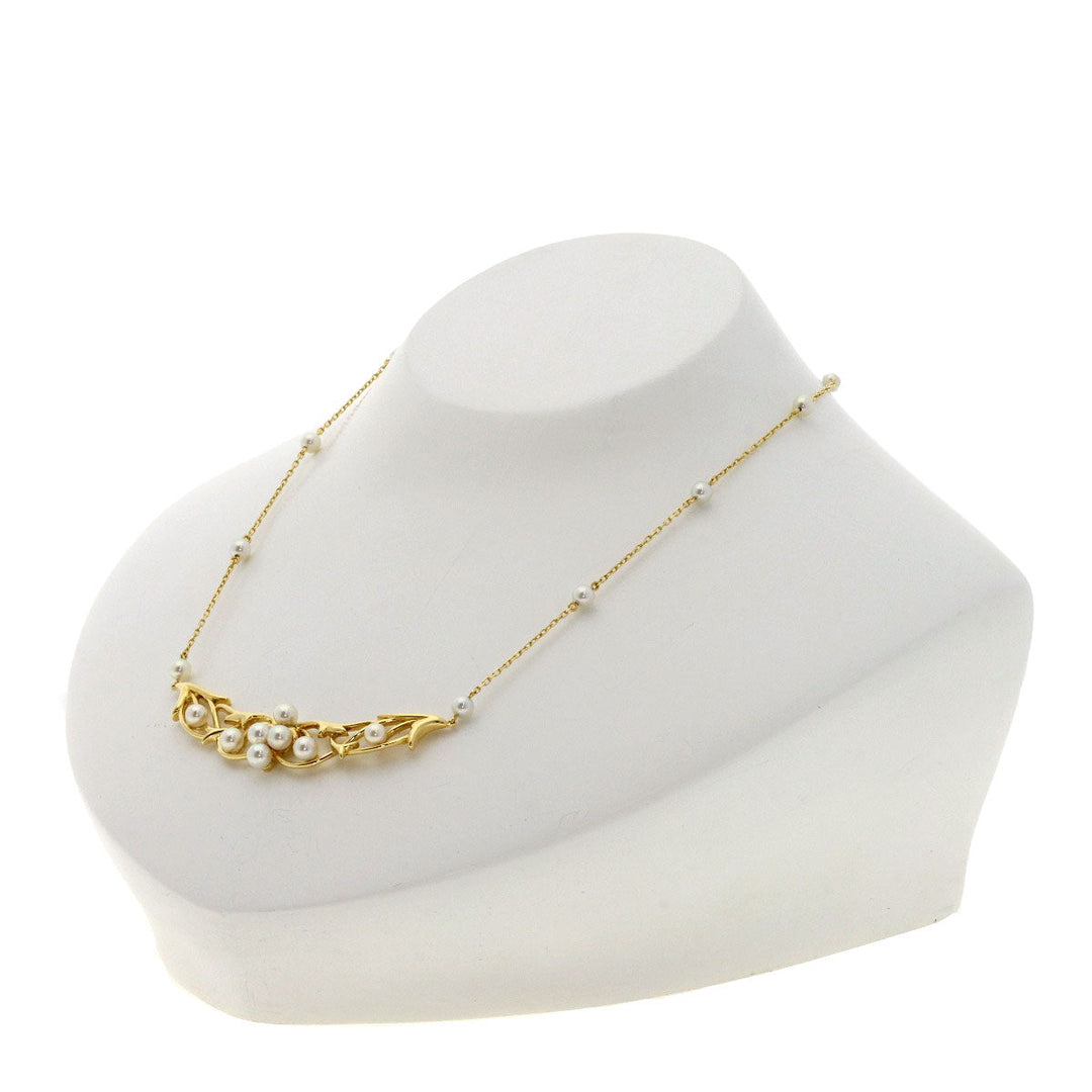 MIKIMOTO Necklace 18K Yellow Gold gold Leaf motif baby pearl Pearl Women Used Authentic