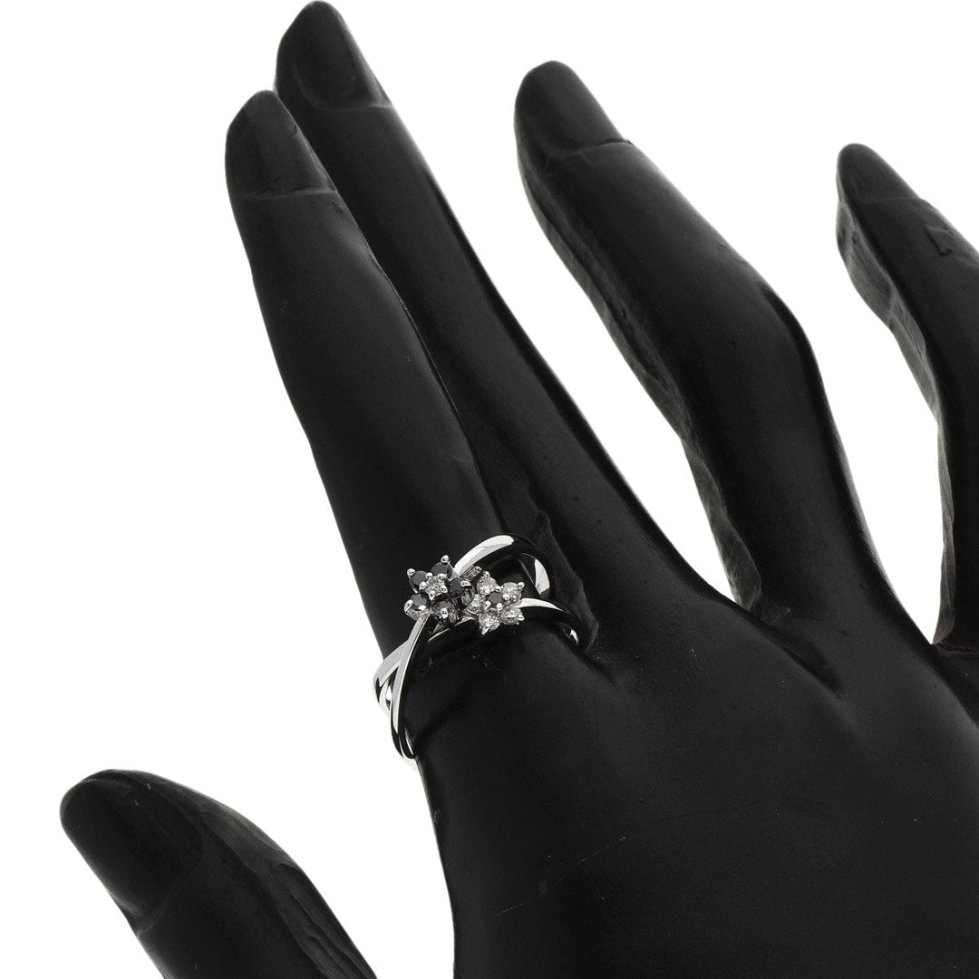 Ponte Vecchio Ring K18WG Silver Black diamond diamond Women Used Authentic