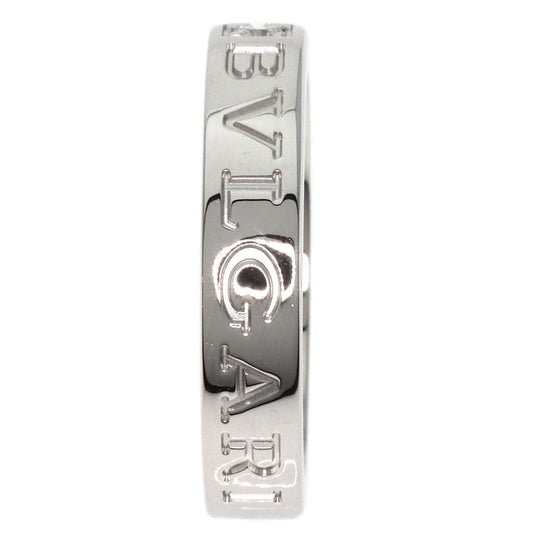 BVLGARI Ring K18WG Silver Double logo 1P Diamond Women Used Authentic
