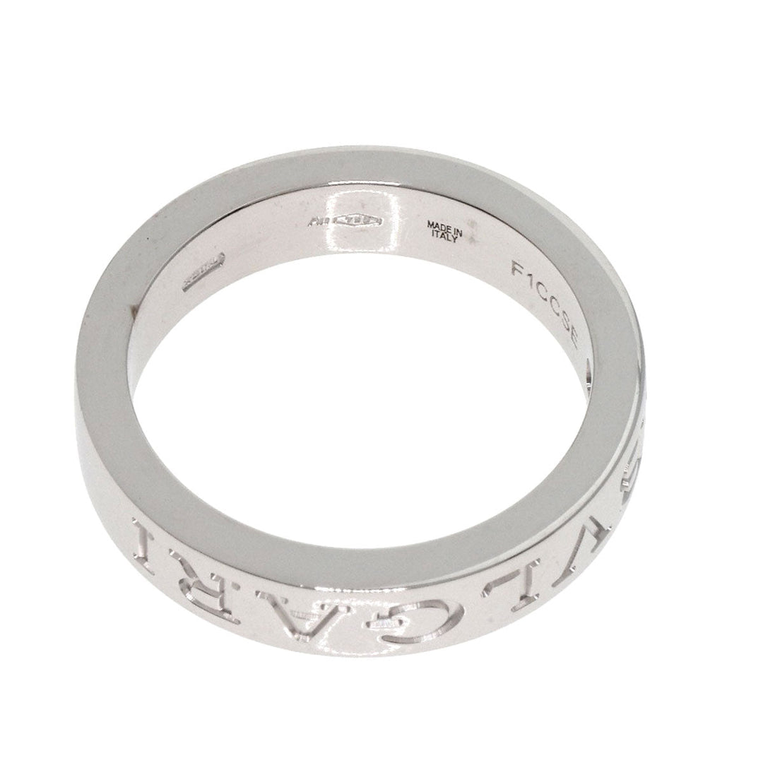 BVLGARI Ring K18WG Silver Double logo 1P Diamond Women Used Authentic