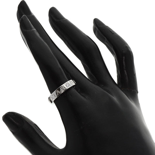 BVLGARI Ring K18WG Silver Double logo 1P Diamond Women Used Authentic