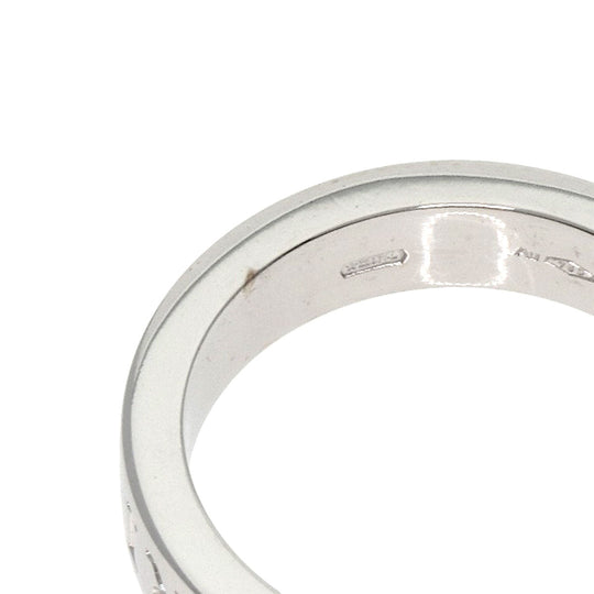 BVLGARI Ring K18WG Silver Double logo 1P Diamond Women Used Authentic