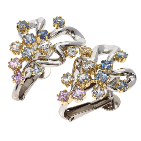 JUNE Earring 18K Yellow Gold Silver sapphire