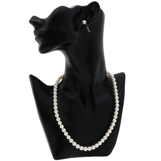 TASAKI Necklace SV Silver Akoya Pearl Pearl Earring Set Women Used Authentic