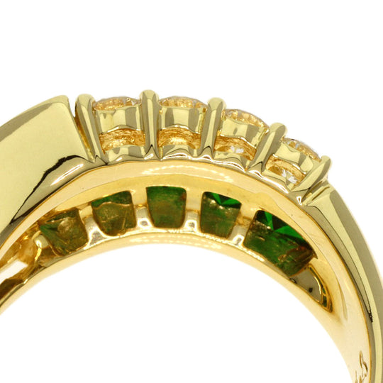 JUNE Ring 18K Yellow Gold gold Green Grossular Garnet Diamond Women Used Authentic