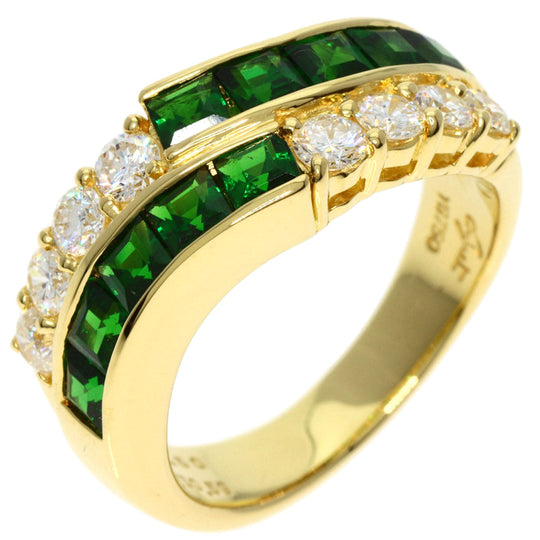 JUNE Ring 18K Yellow Gold gold Green Grossular Garnet Diamond Women Used Authentic