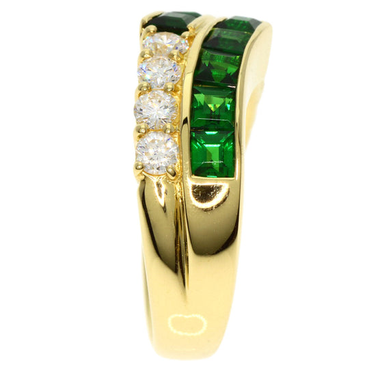JUNE Ring 18K Yellow Gold gold Green Grossular Garnet Diamond Women Used Authentic