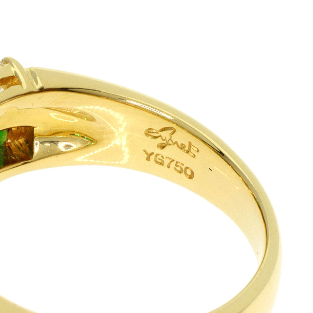 JUNE Ring 18K Yellow Gold gold Green Grossular Garnet Diamond Women Used Authentic