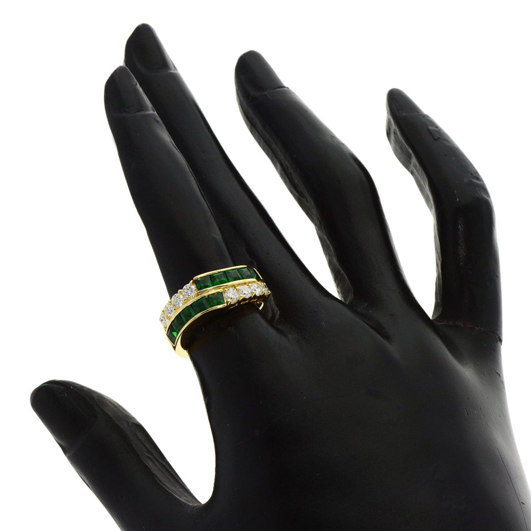 JUNE Ring 18K Yellow Gold gold Green Grossular Garnet Diamond Women Used Authentic