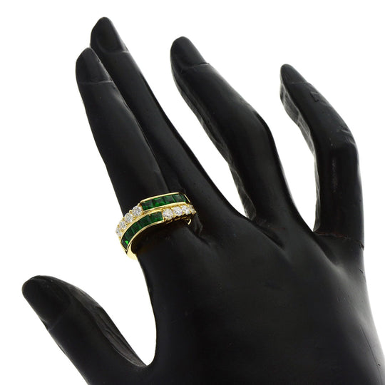 JUNE Ring 18K Yellow Gold gold Green Grossular Garnet Diamond Women Used Authentic