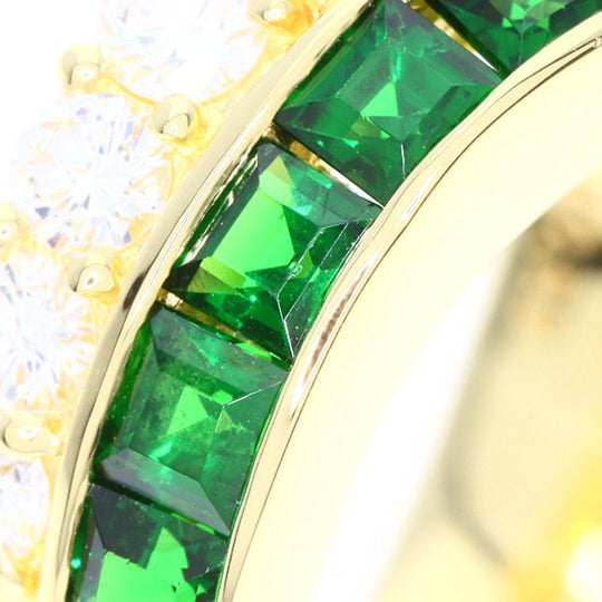 JUNE Ring 18K Yellow Gold gold Green Grossular Garnet Diamond Women Used Authentic