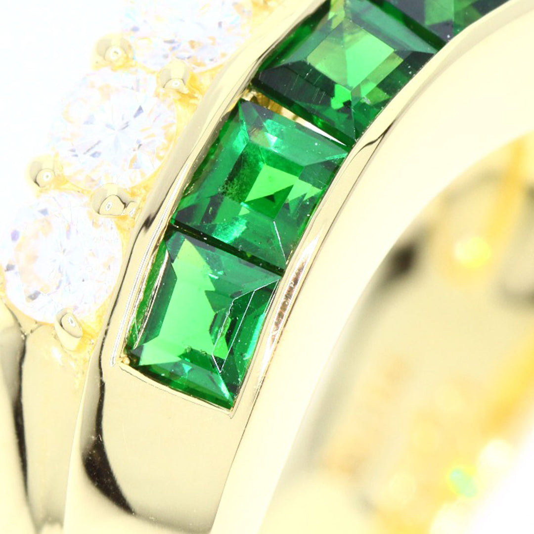 JUNE Ring 18K Yellow Gold gold Green Grossular Garnet Diamond Women Used Authentic