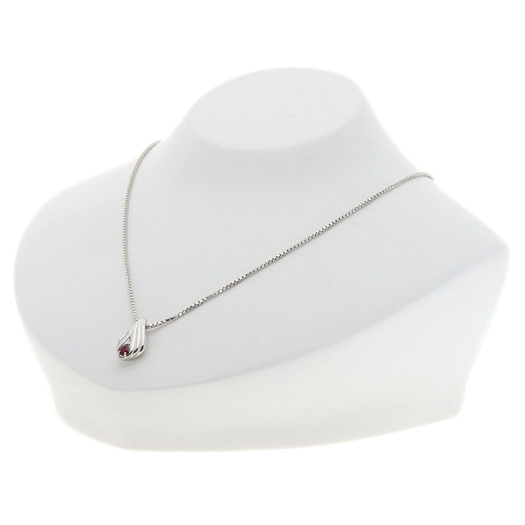 POLA Necklace PT900 Silver Ruby diamond