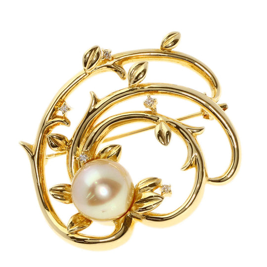 TASAKI Brooch 18K Yellow Gold gold South Sea Pearl Diamond Women Used Authentic