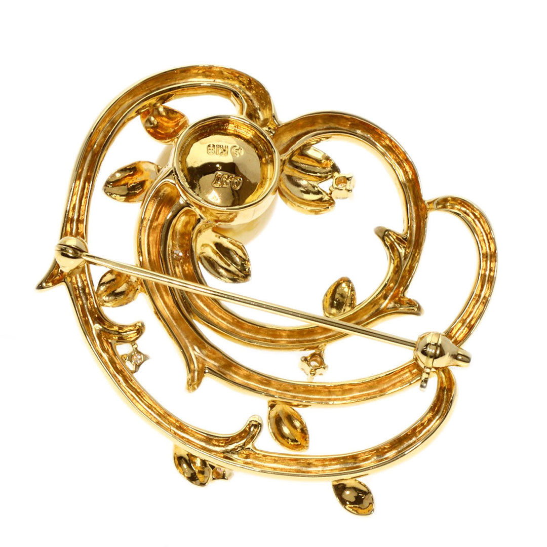 TASAKI Brooch 18K Yellow Gold gold South Sea Pearl Diamond Women Used Authentic