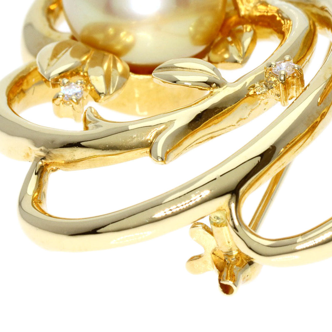 TASAKI Brooch 18K Yellow Gold gold South Sea Pearl Diamond Women Used Authentic