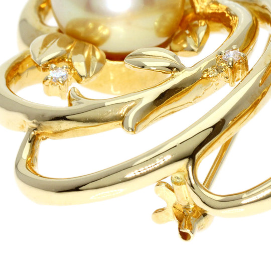 TASAKI Brooch 18K Yellow Gold gold South Sea Pearl Diamond Women Used Authentic