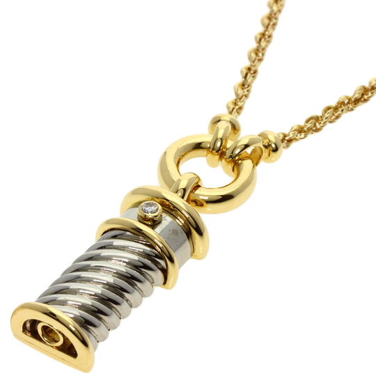 HERMES Necklace K18YG , Stainless Steel gold diamond Women Used Authentic