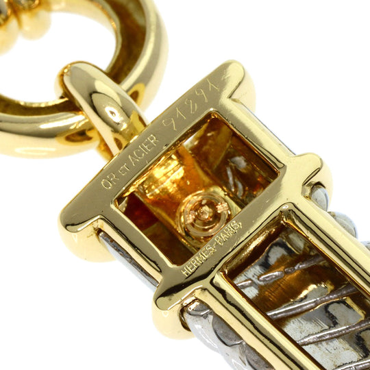 HERMES Necklace K18YG , Stainless Steel gold diamond Women Used Authentic
