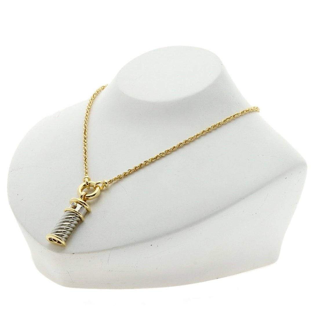 HERMES Necklace K18YG , Stainless Steel gold diamond Women Used Authentic
