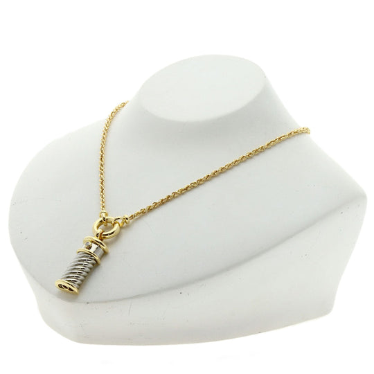 HERMES Necklace K18YG , Stainless Steel gold diamond Women Used Authentic