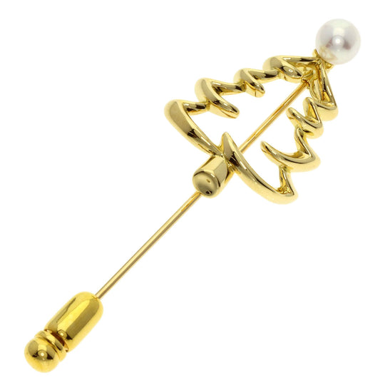 MIKIMOTO Brooch 18K Yellow Gold gold Pearl Christmas Tree Women Used Authentic