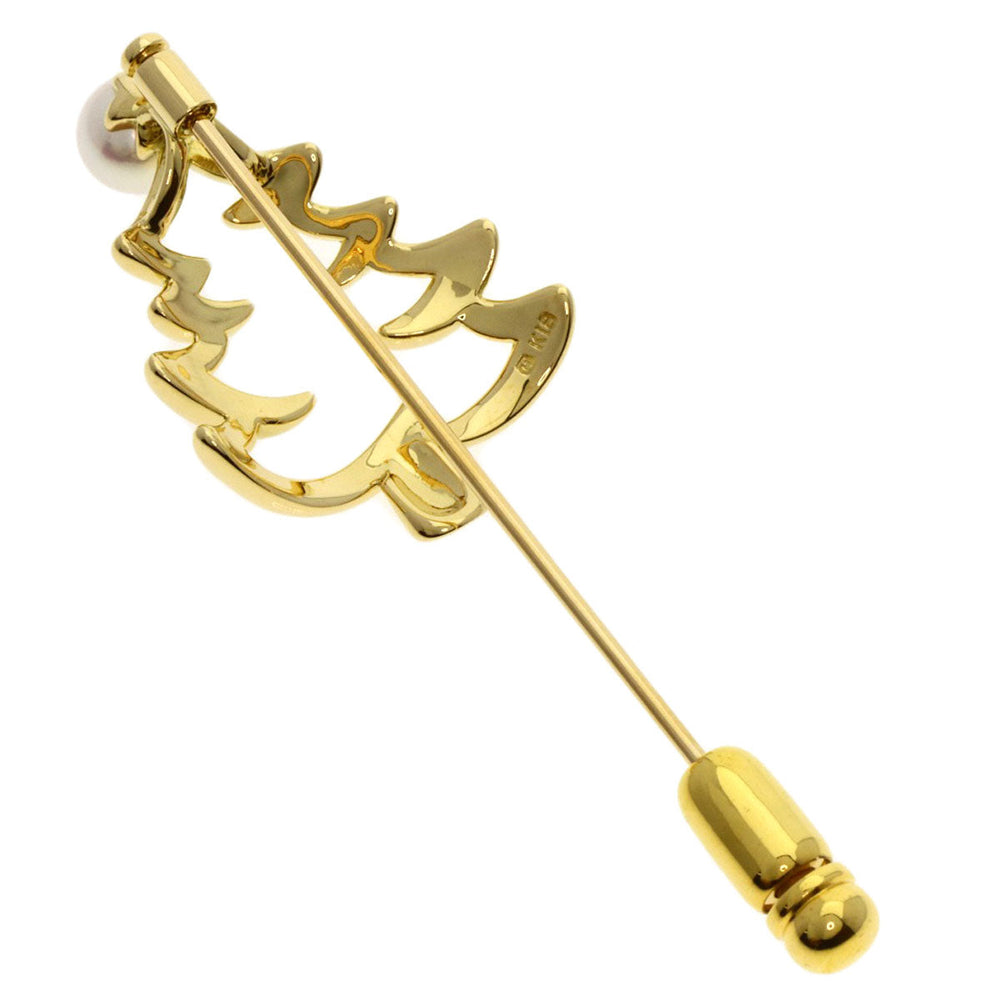 MIKIMOTO Brooch 18K Yellow Gold gold Pearl Christmas Tree Women Used Authentic
