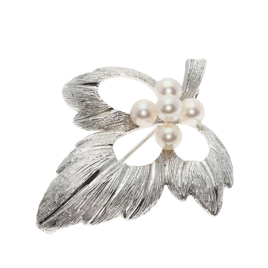 MIKIMOTO Brooch SV Silver Pearl Women Used Authentic