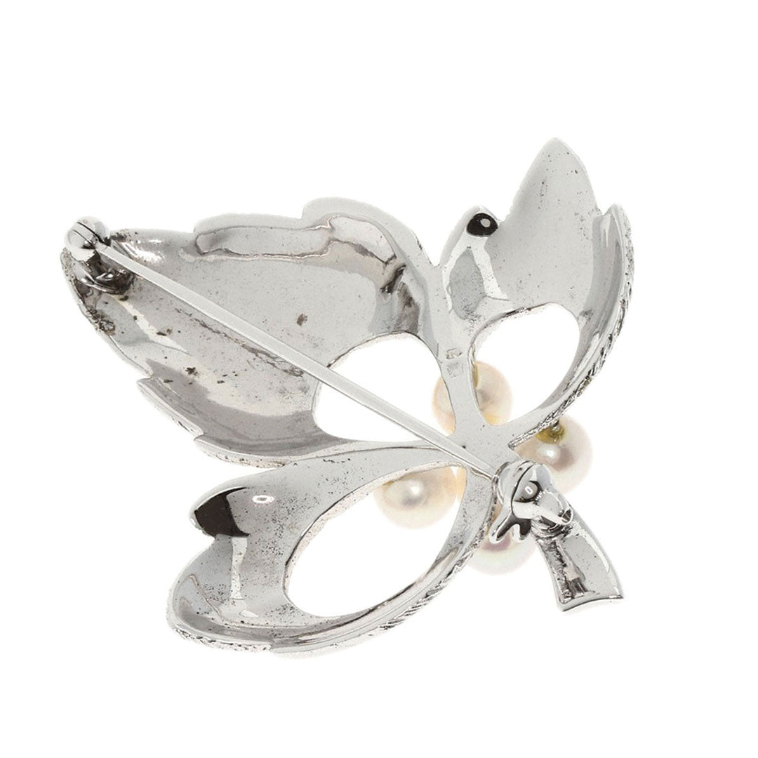 MIKIMOTO Brooch SV Silver Pearl Women Used Authentic