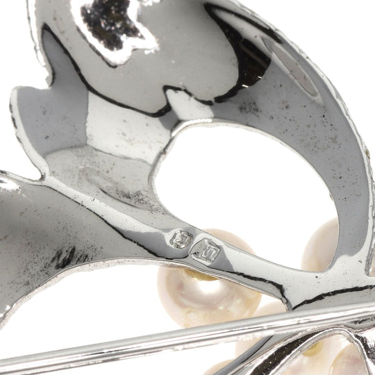 MIKIMOTO Brooch SV Silver Pearl Women Used Authentic