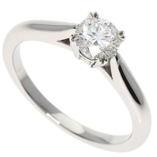 HARRY WINSTON Ring PT950 Silver Round Cut Solitaire Diamond E-VVS2-EX Women Used Authentic