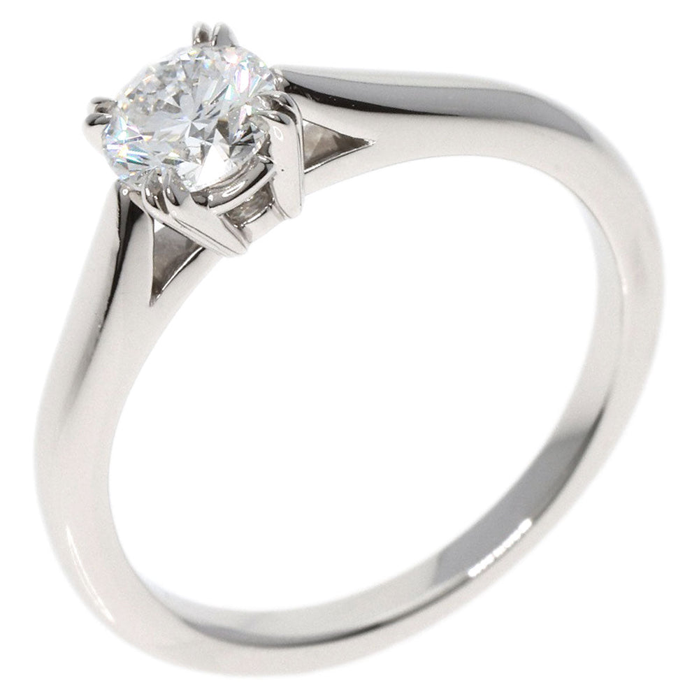 HARRY WINSTON Ring PT950 Silver Round Cut Solitaire Diamond E-VVS2-EX Women Used Authentic