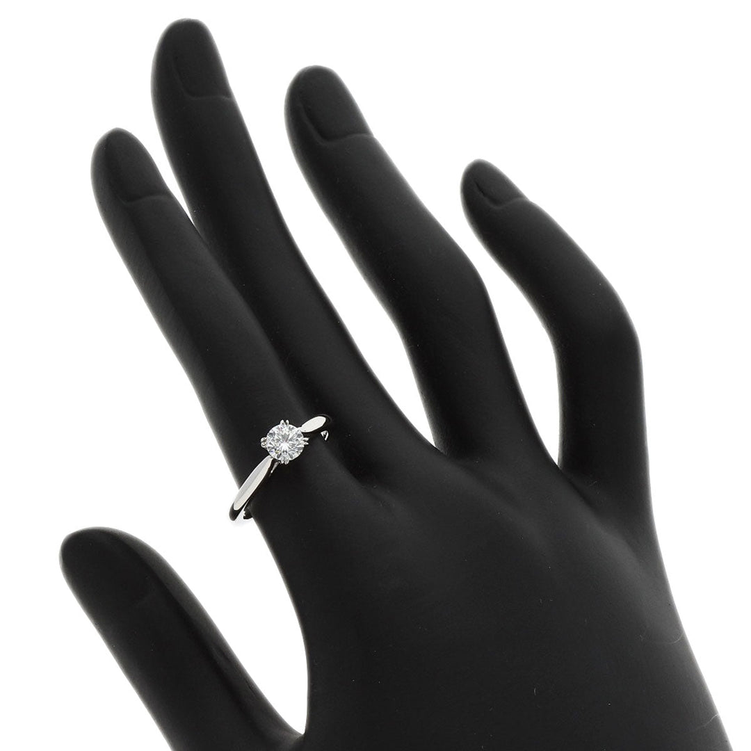 HARRY WINSTON Ring PT950 Silver Round Cut Solitaire Diamond E-VVS2-EX Women Used Authentic