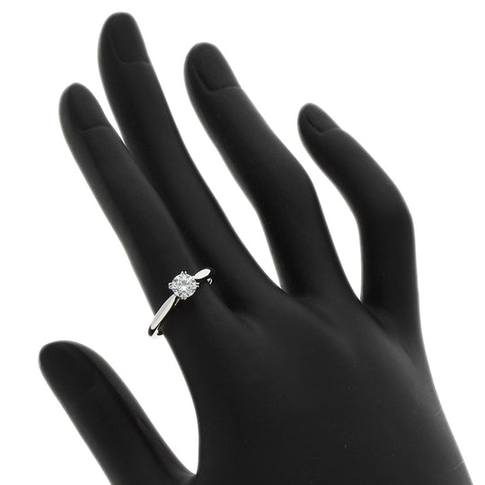 HARRY WINSTON Ring PT950 Silver Round Cut Solitaire Diamond E-VVS2-EX Women Used Authentic