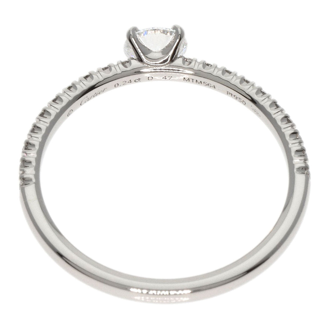 CARTIER Ring PT950 Silver Etincel de Cartier Solitaire Diamond #47 Women Used Authentic