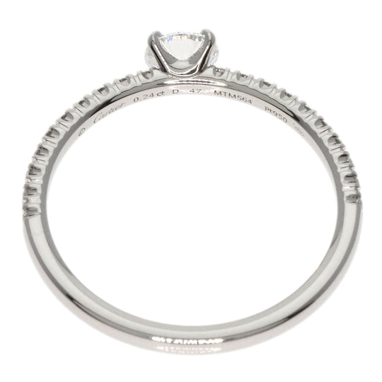 CARTIER Ring PT950 Silver Etincel de Cartier Solitaire Diamond #47 Women Used Authentic