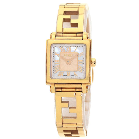 FENDI Watches Quartz 60500L Gold Plated gold Quadro Mini White shell dial