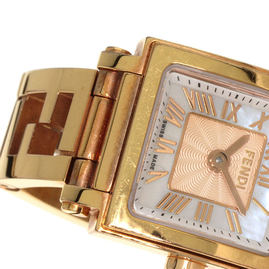 FENDI Watches Quartz 60500L Gold Plated gold Quadro Mini White shell dial