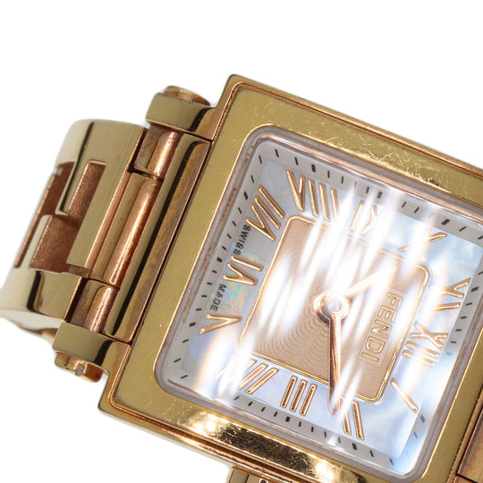 FENDI Watches Quartz 60500L Gold Plated gold Quadro Mini White shell dial