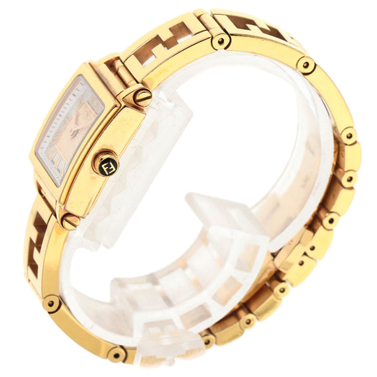 FENDI Watches Quartz 60500L Gold Plated gold Quadro Mini White shell dial