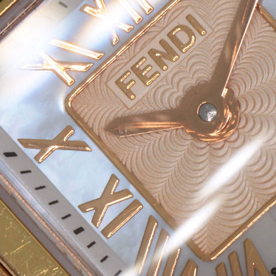FENDI Watches Quartz 60500L Gold Plated gold Quadro Mini White shell dial