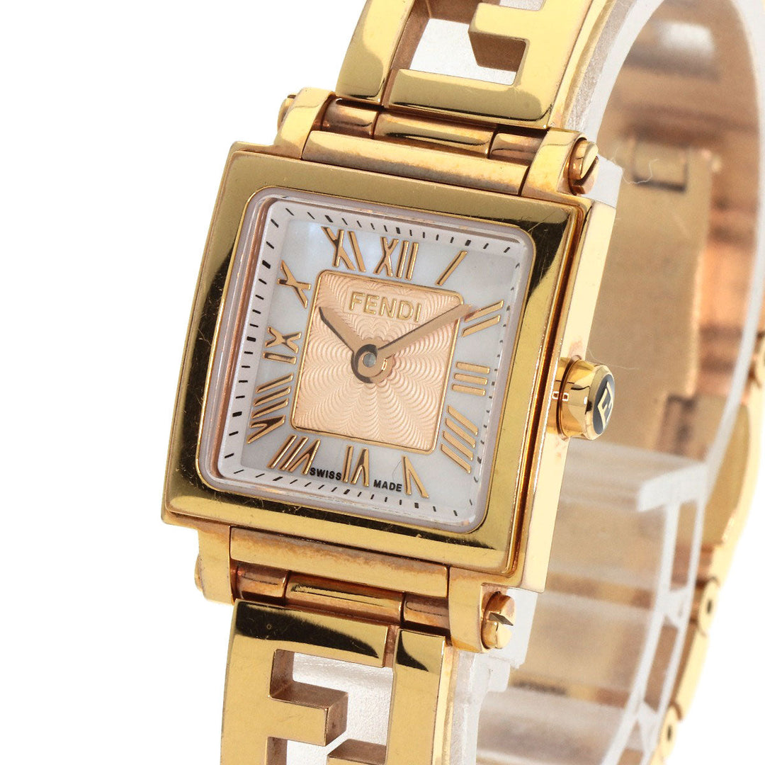 FENDI Watches Quartz 60500L Gold Plated gold Quadro Mini White shell dial