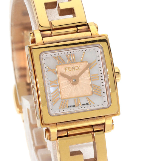 FENDI Watches Quartz 60500L Gold Plated gold Quadro Mini White shell dial
