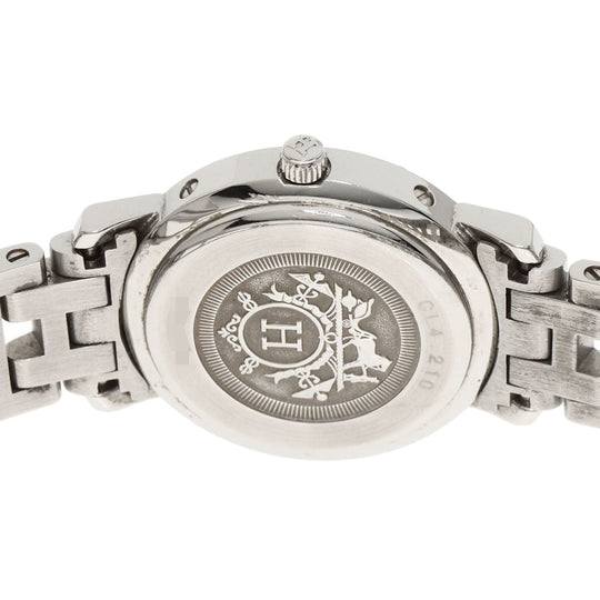 HERMES Watches Quartz CL4.210 Stainless Steel Silver Clipper Nacre Blue shell dial Women Used Authentic
