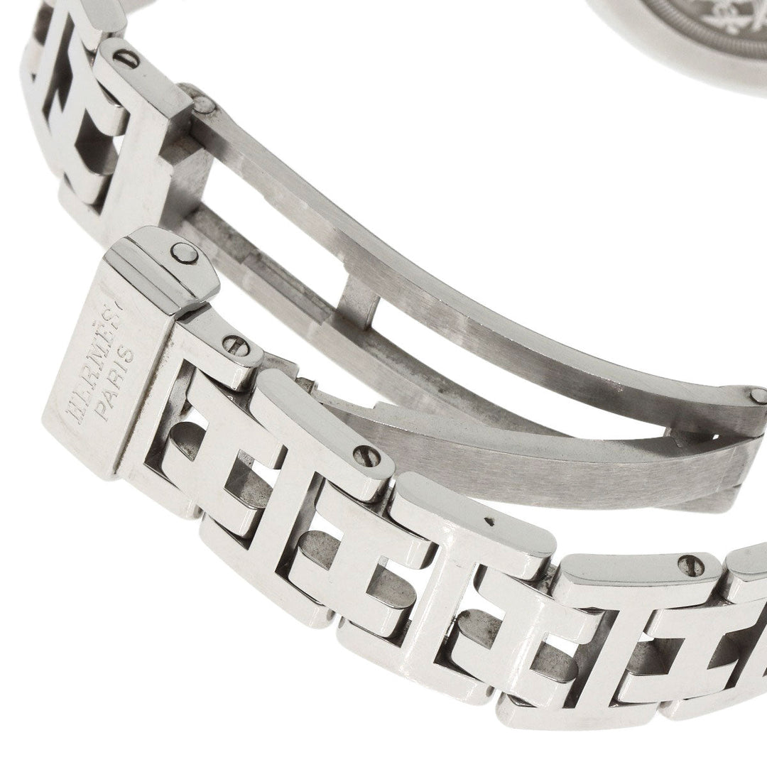 HERMES Watches Quartz CL4.210 Stainless Steel Silver Clipper Nacre Blue shell dial Women Used Authentic