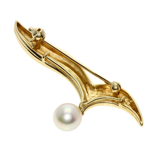 MIKIMOTO Brooch K14YG gold Pearl Women Used Authentic