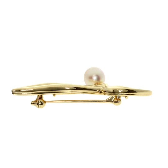 MIKIMOTO Brooch K14YG gold Pearl Women Used Authentic