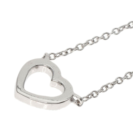 TIFFANY&Co. Necklace K18WG Silver Metro heart diamond Women Used Authentic