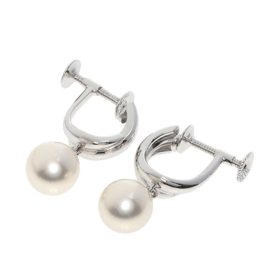 TASAKI Earring K18WG Silver Pearl Women Used Authentic