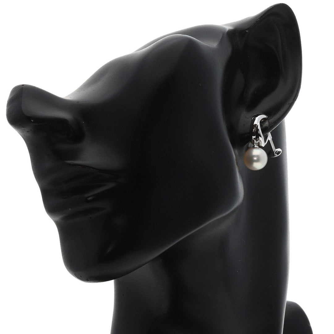 TASAKI Earring K18WG Silver Pearl Women Used Authentic